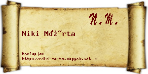 Niki Márta névjegykártya